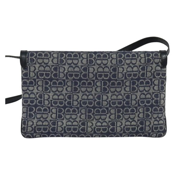 BALENCIAGA BB Shoulder Bag Canvas Navy Gold Auth bs25889 - Picture 2 of 16